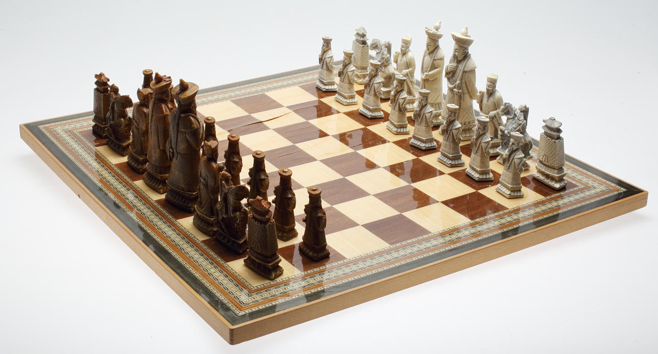 CHESS PIECES, oriental style, 20th century.