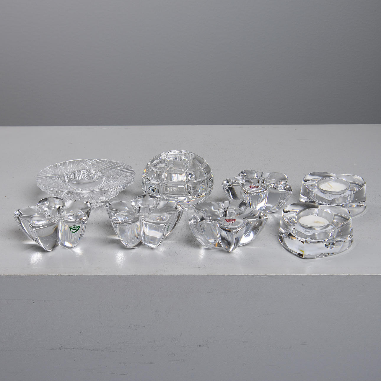 VALOLAMPUT, 8 kpl, Orrefors, 1900/2000-luku.