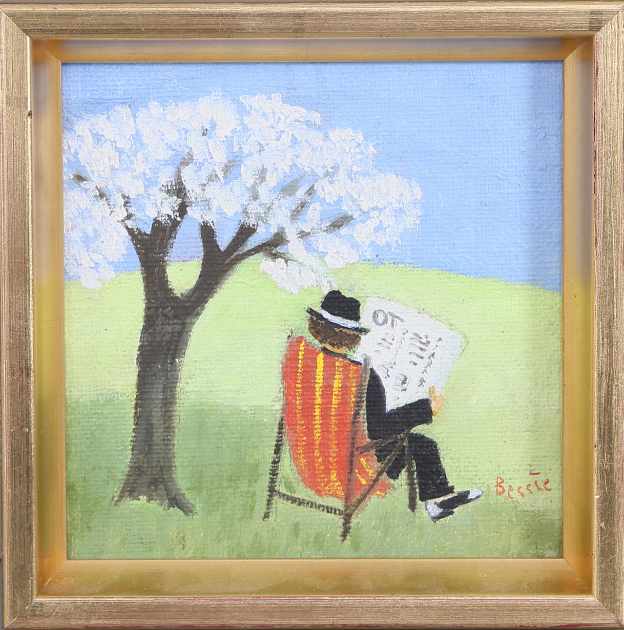 BESSIE JOHANSSON. "Morgonposten", olja på pannå, signerad.