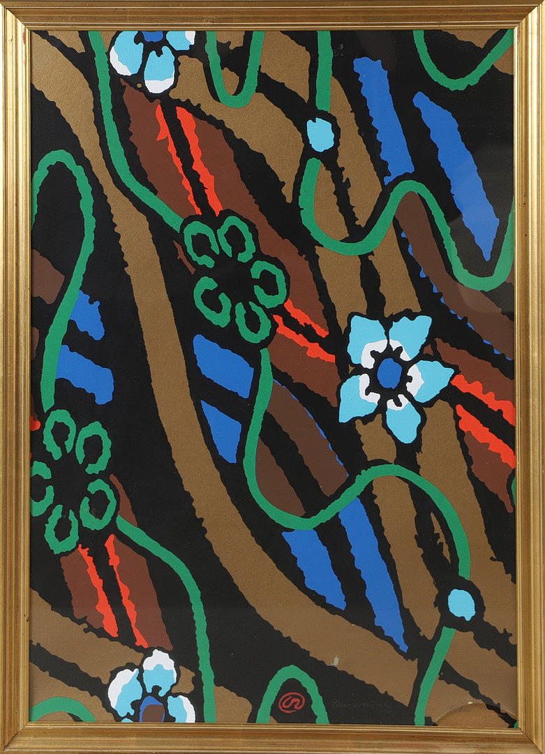 LENNART RODHE. Composition with flowers, lithograph in colours, signed 1998.