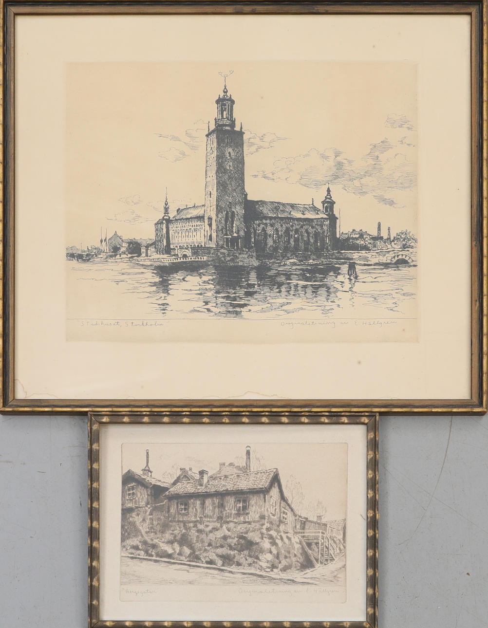 ERNST HÄLLGREN. Etchings, 2 pieces, signed.