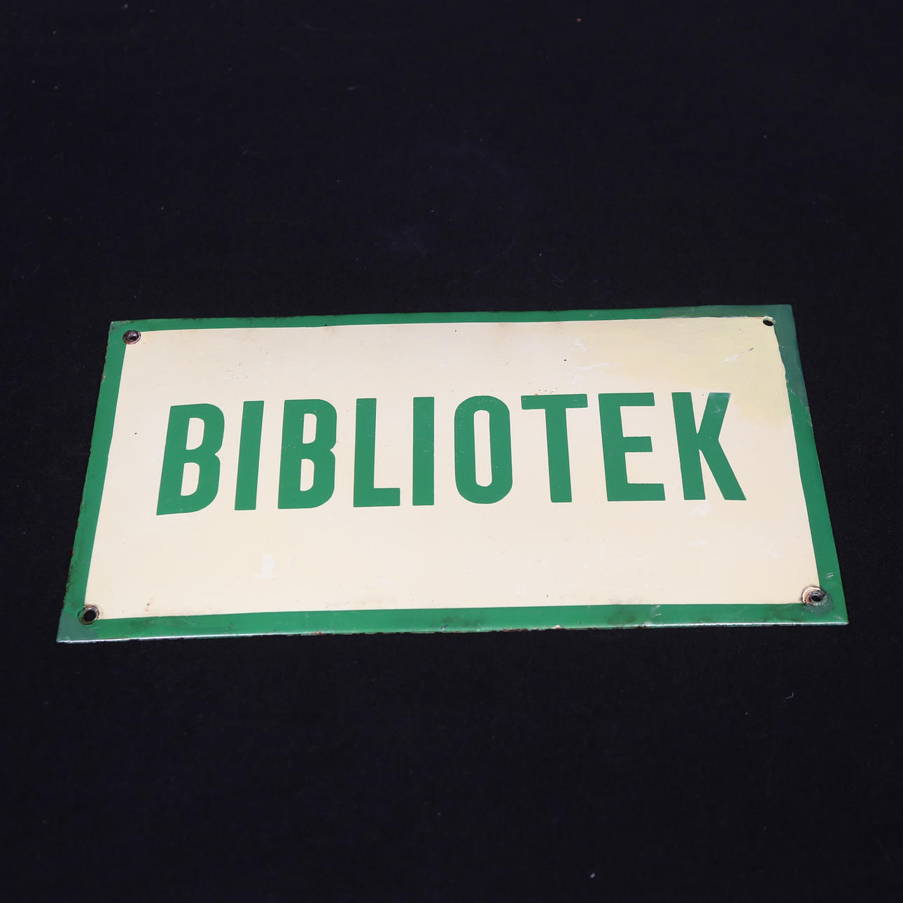 An enamel sign, “Library”, 20th century.