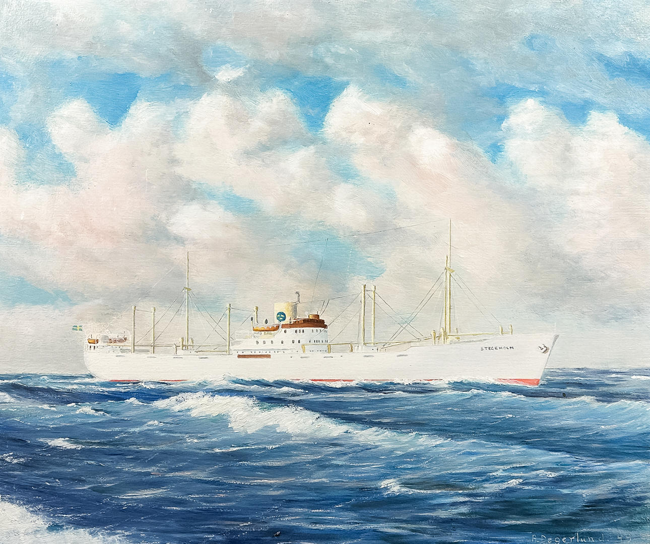 Unknown artist, OIL ON PANEL, signed, dated-49.