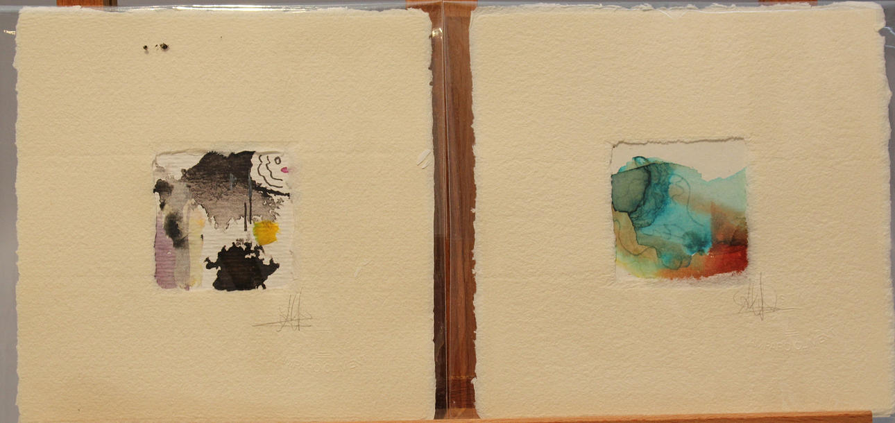 AMPARO CLIMNET. Kompositioner (2). Mix media. Signerade.