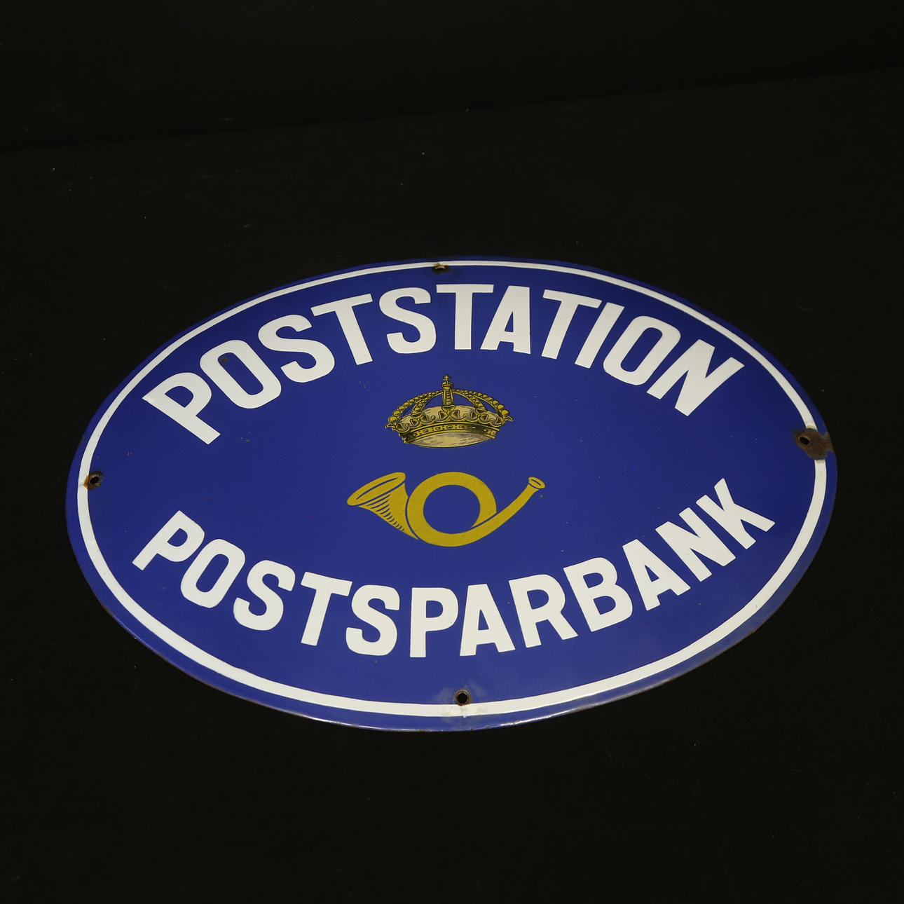 SHOP SIGN, enamel, “Poststation - Postsparbank”.