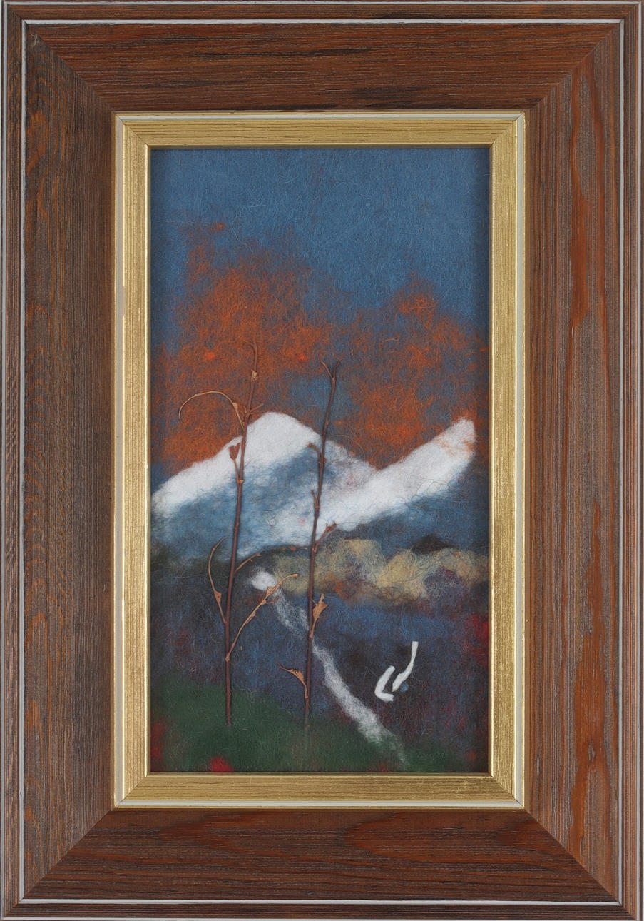 LISA JOHANSSON. Mountain landscape, wool, monogram signed.