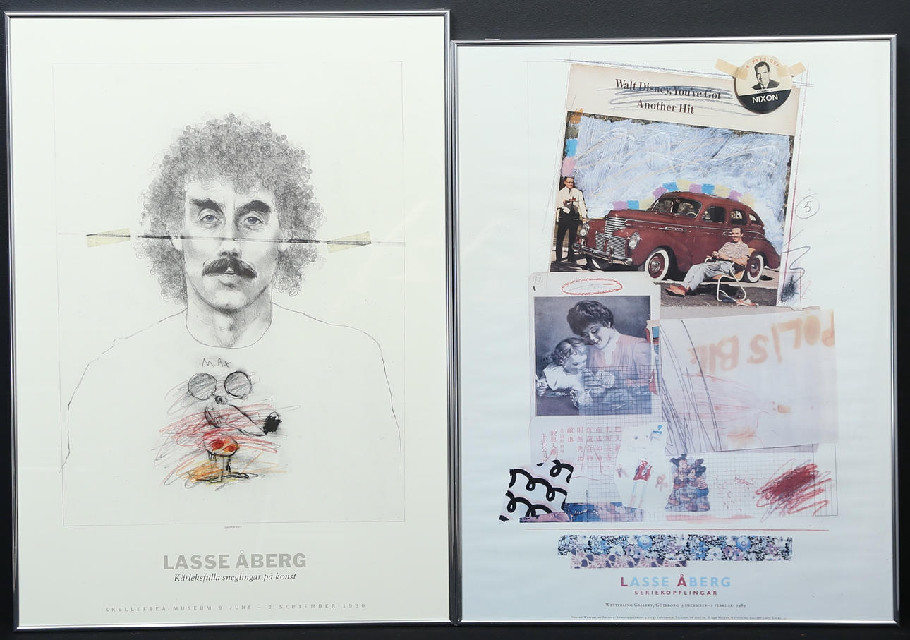 LASSE ÅBERG. exhibition posters, 2 pcs, offset printing.