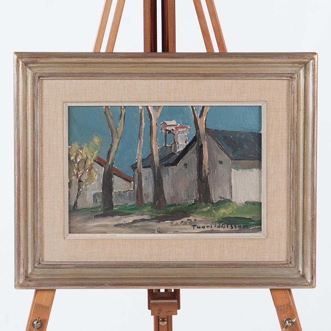 THORILD OLSSON. Olie på panel, facader signeret.