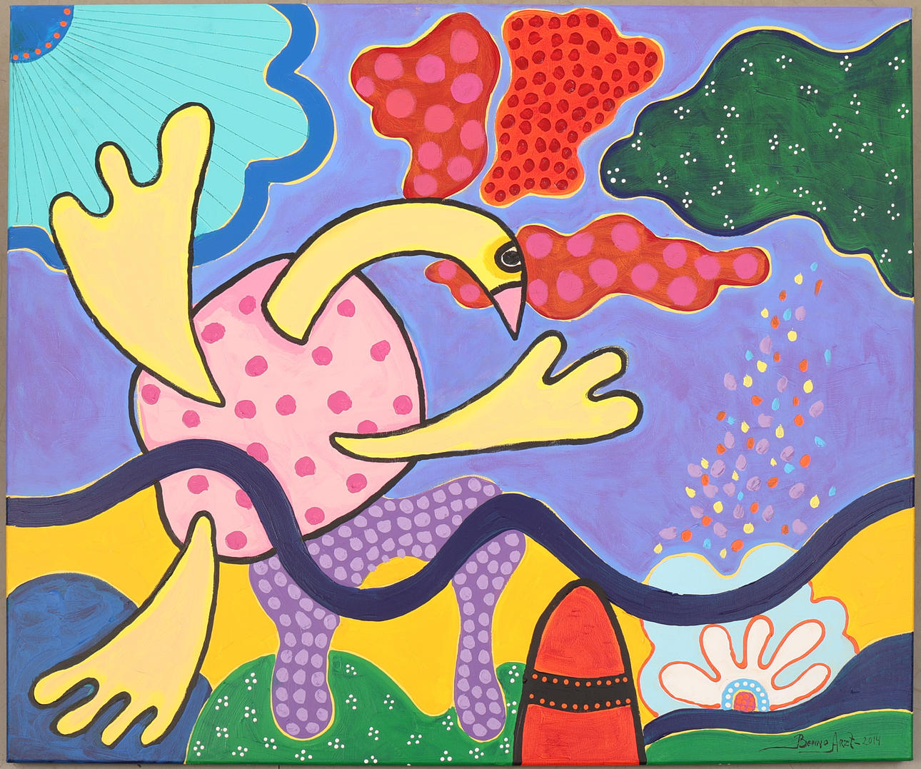 BENNO ARZT. Acrylic on canvas, "Fenix II”, dated 2014.