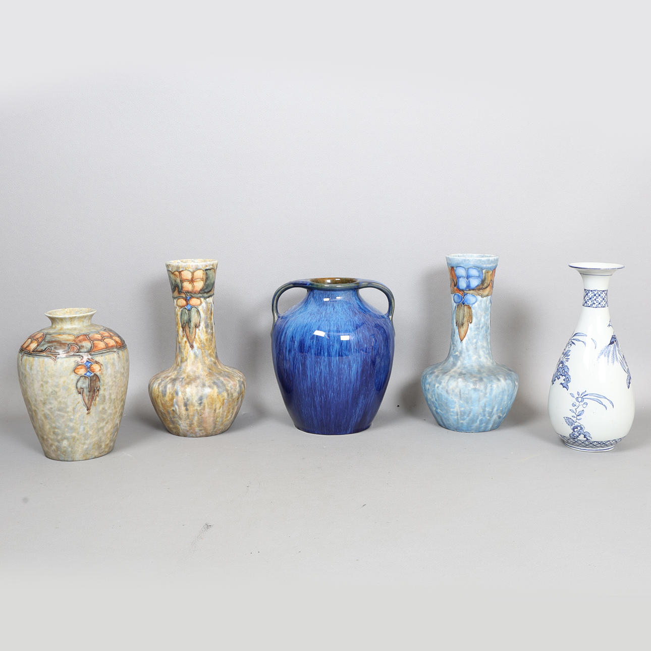 FIVE POTTERY VASES (5).