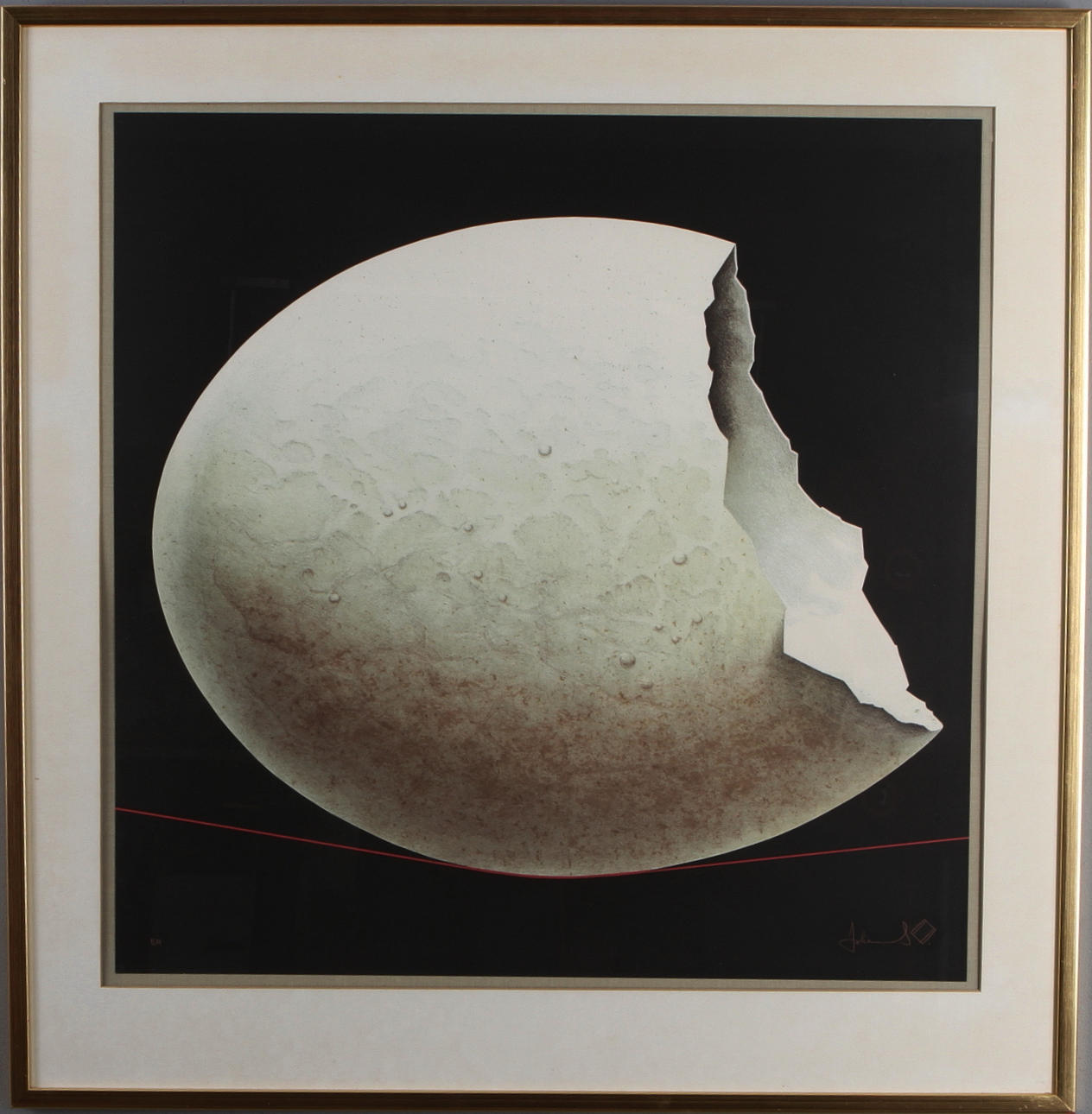 JOHANNES OLSSON. Komposition med ägg, färglitografi, EA upplaga, signerad.