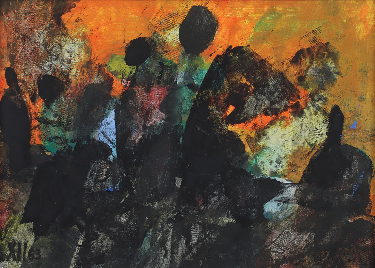 MALTE NYBERG TOLF. Figure composition. oil on panel, monogram signed and dated -63.