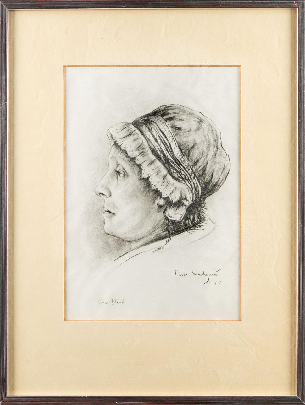EINAR WALLQUIST. Blyerts på papper, Signerad, 1955.