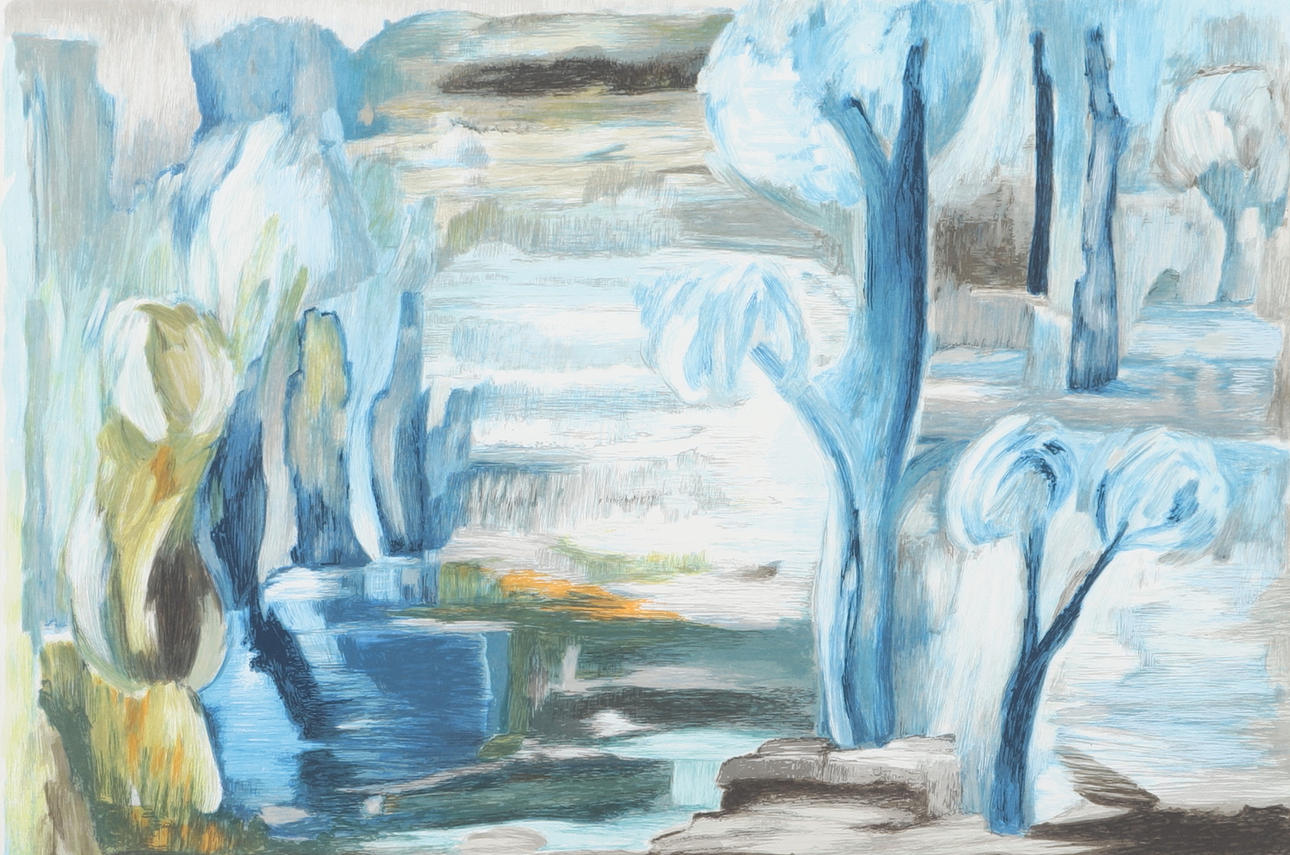 KID KUMLIN. Silkscreen, forest landscape, signed, Sample print.