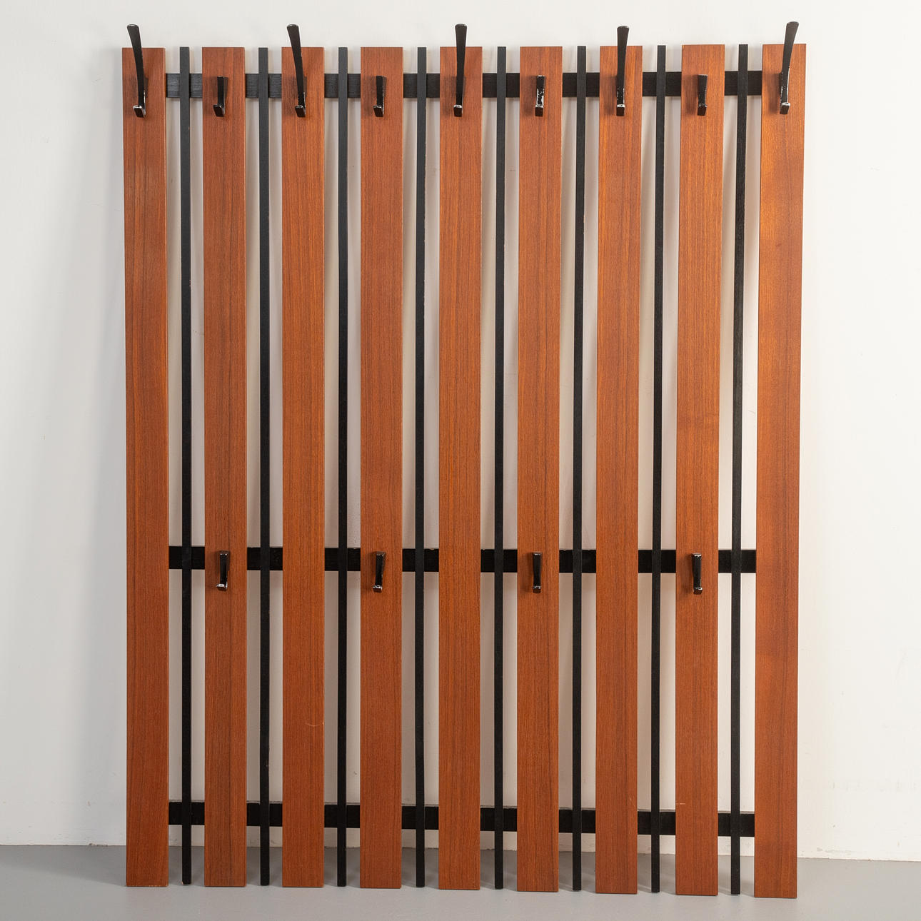 Teak wall coat rack, 1960s.
