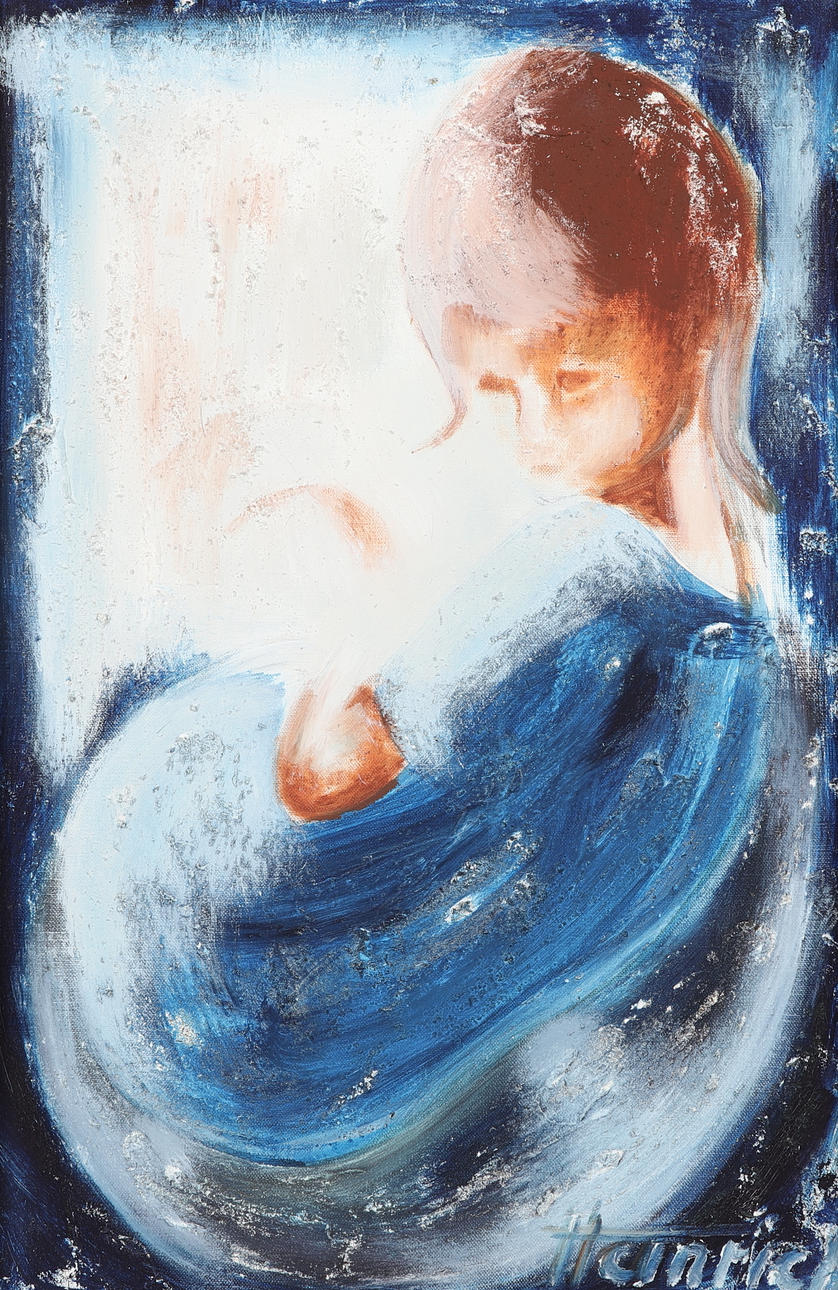 OIDENTIFIERAD KONSTNÄR. Oil on canvas, children, signed, Heinrich.