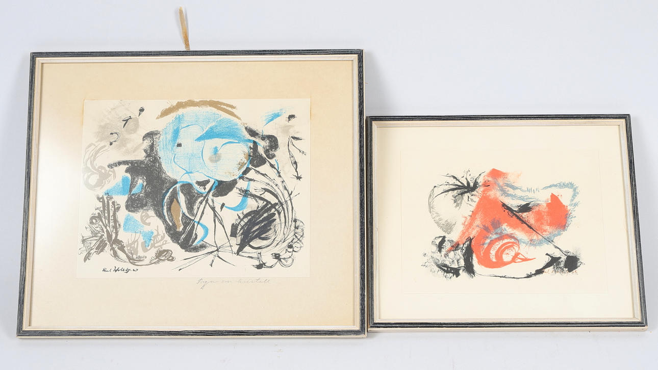 PAUL HOLSBY. Mixed media, compositions, one is signed, 1963.
