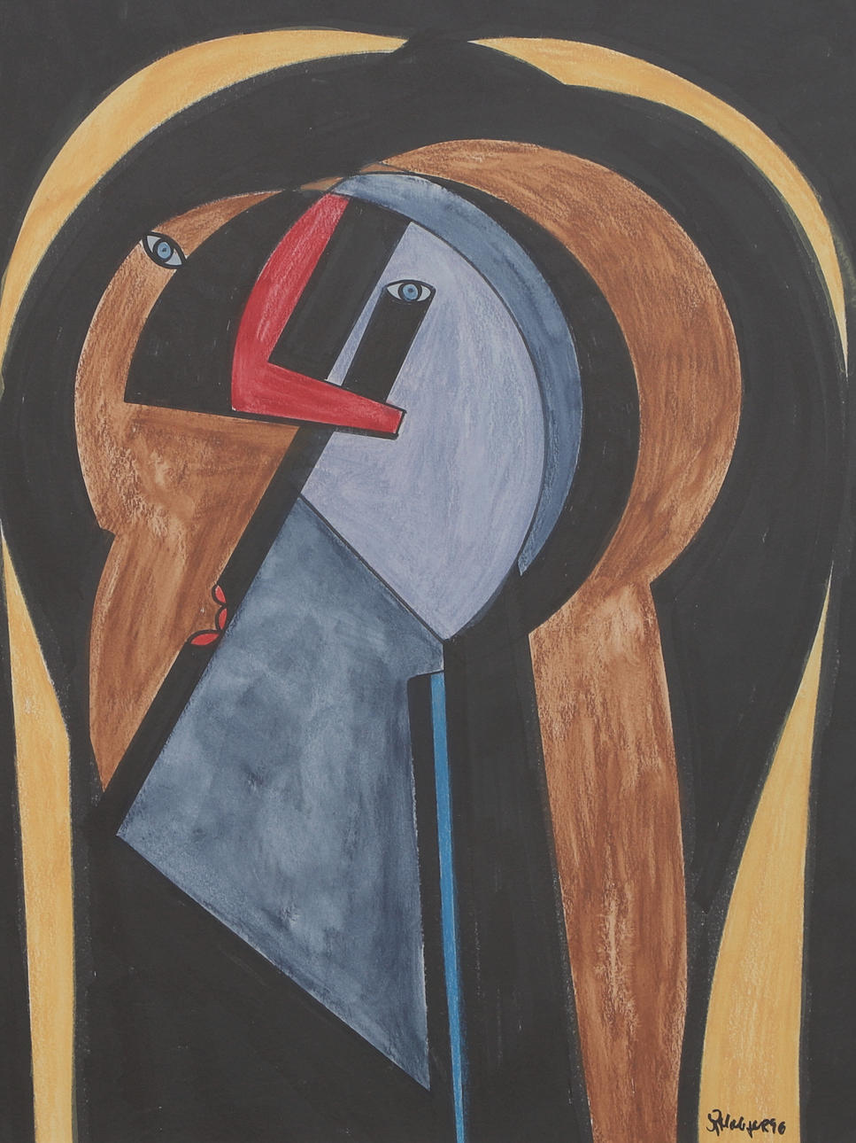 KJELL HOBJER. Watercolour, figural composition, signed, dated -96.