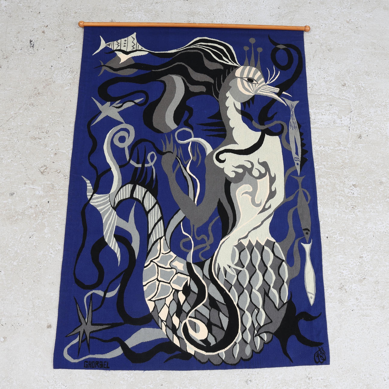 A woven tapestry, Tunisia, signed, 1960s.