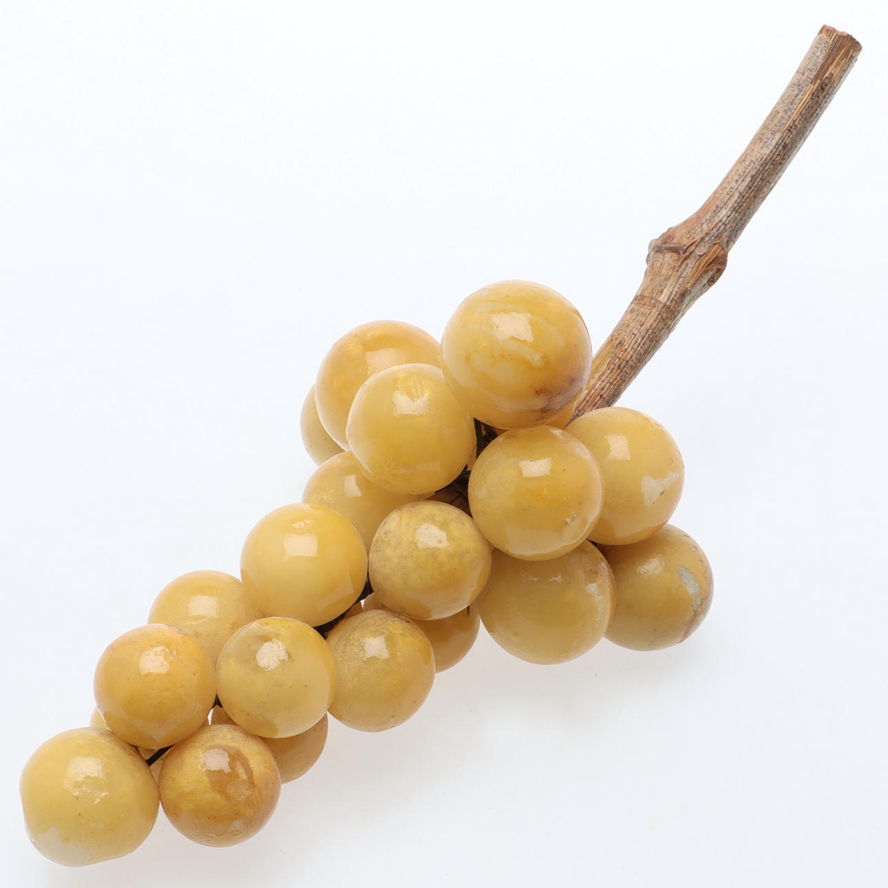 TABLE DECORATION, alabaster & wood, grape cluster, Italy.