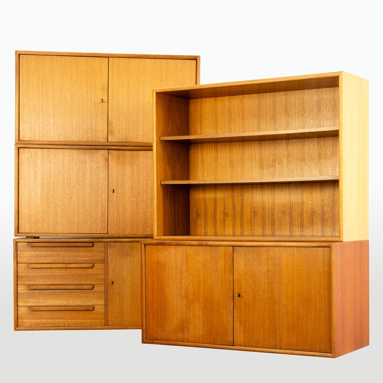 Teak countertop cabinets, 5-piece 1960s.