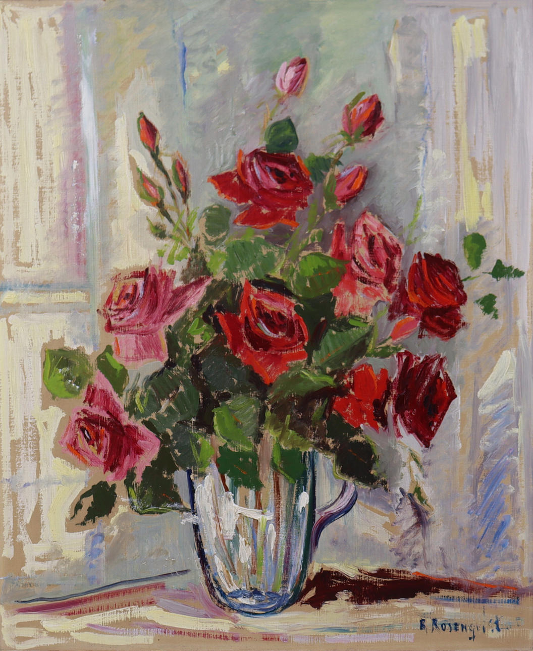 OIDENTIFIERAD KONSTNÄR. oil on panel, flower still life.