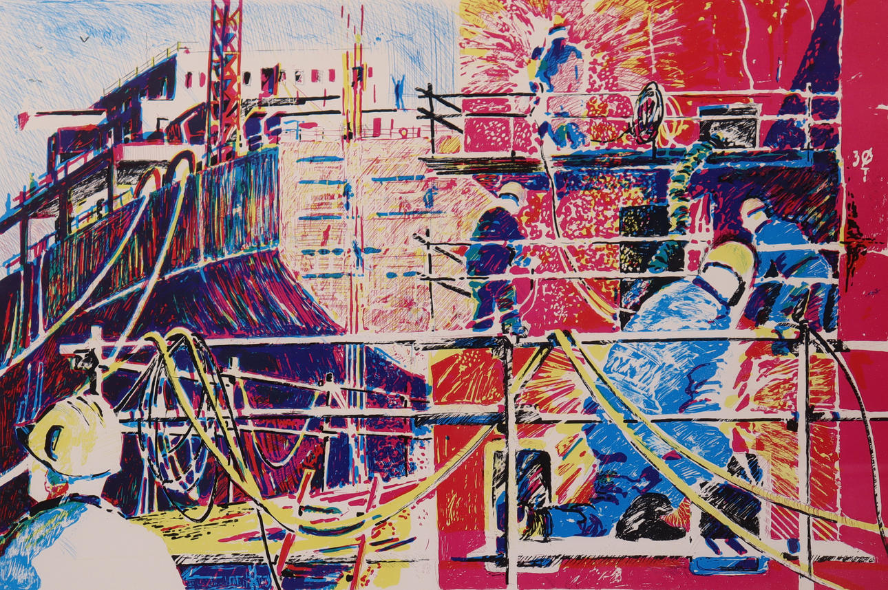 RUNE HURTIG, lithograph, motif from Uddevallavarvet.