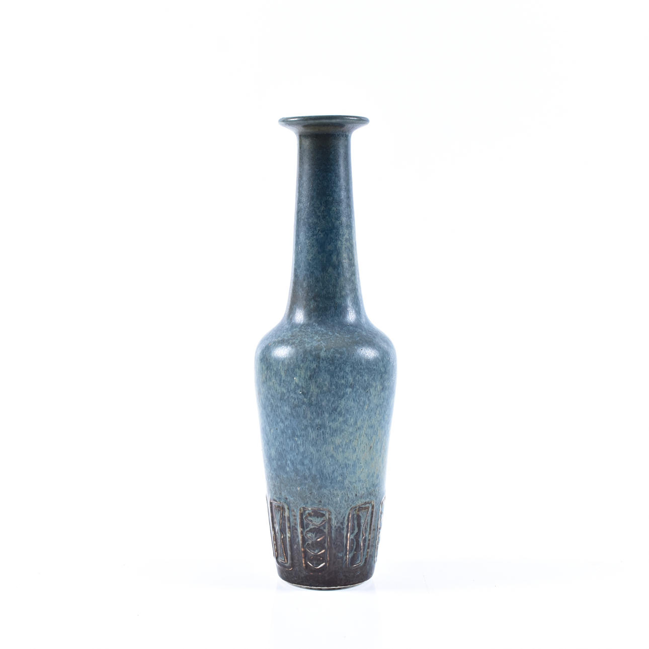 GUNNAR NYLUND. A vase, stoneware, blue glaze, Rörstrand, signed.