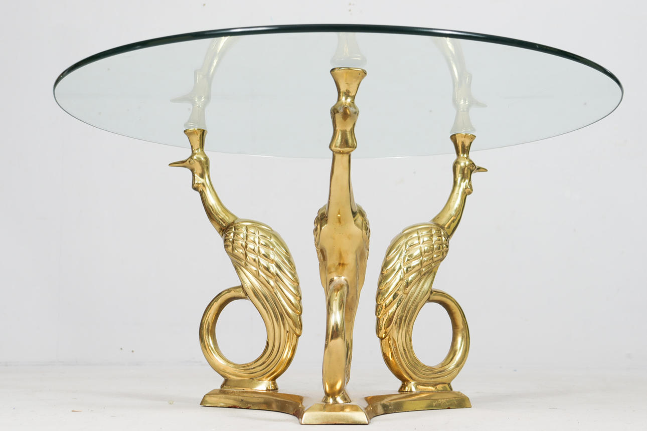 Hollywood Regency Peacock Coffee Table, Sculptural Side Table, 1960s.