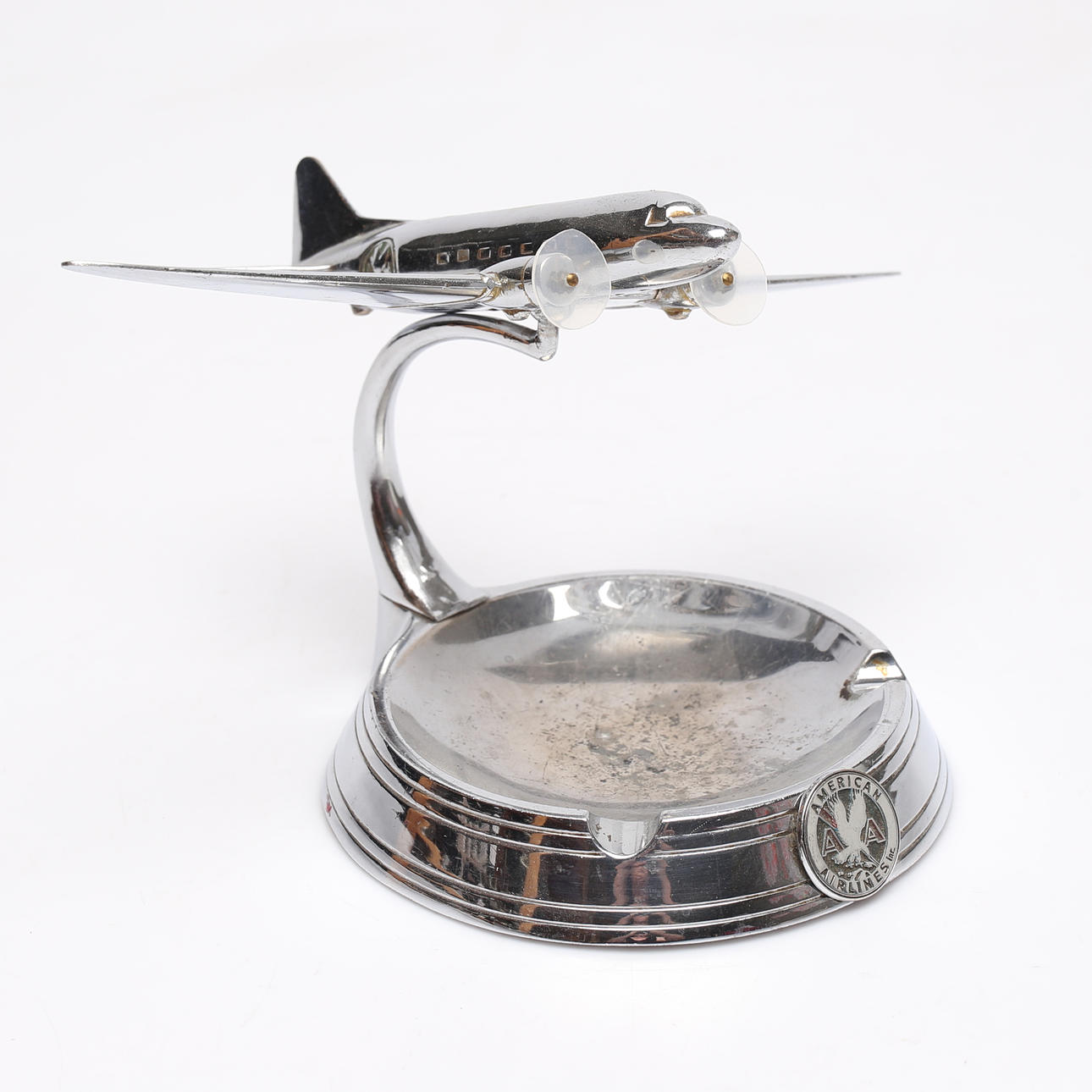 ASHTRAY WITH AIRPLANE MODEL, American Airlines.