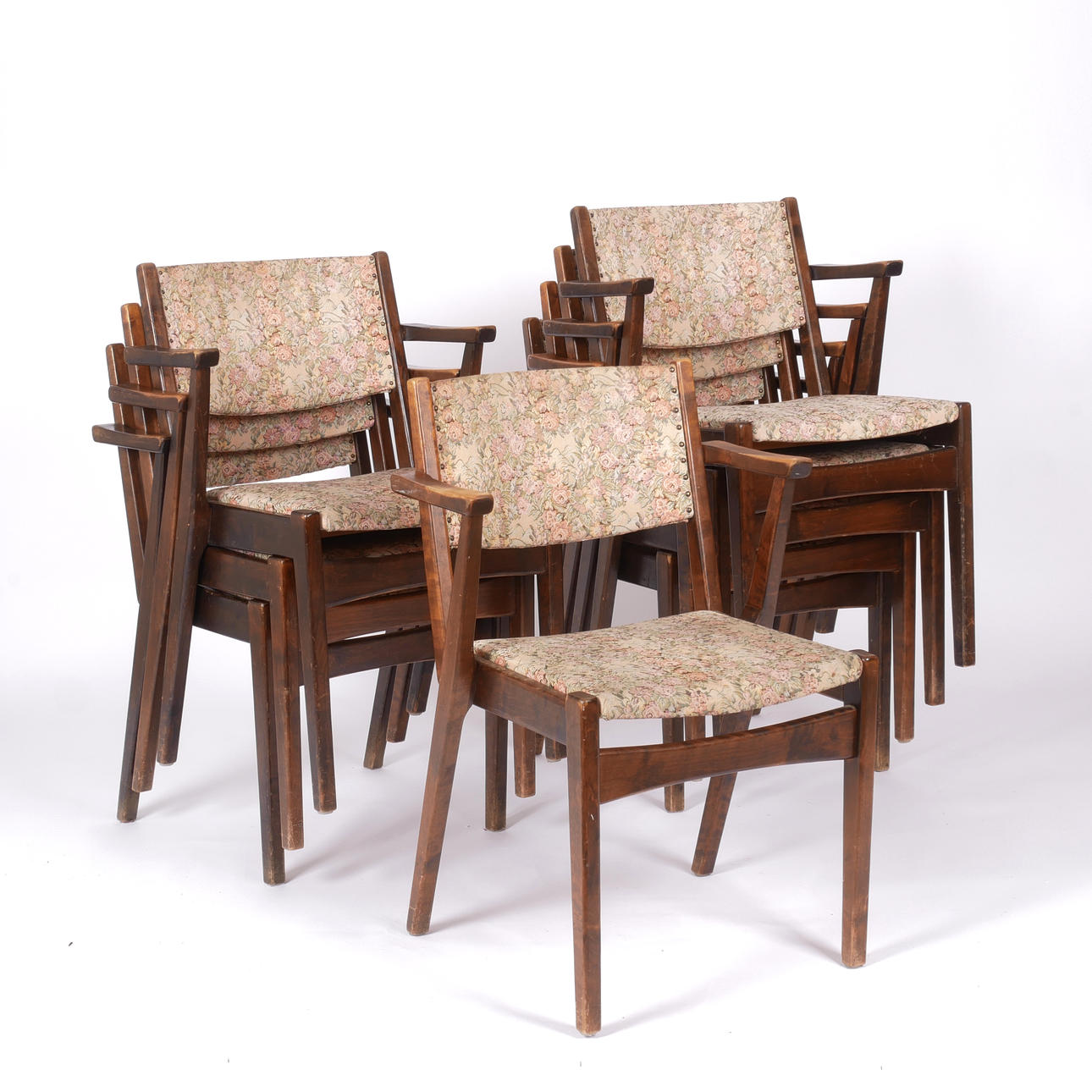 8 stackable armchairs, Werco, mid 20th century.