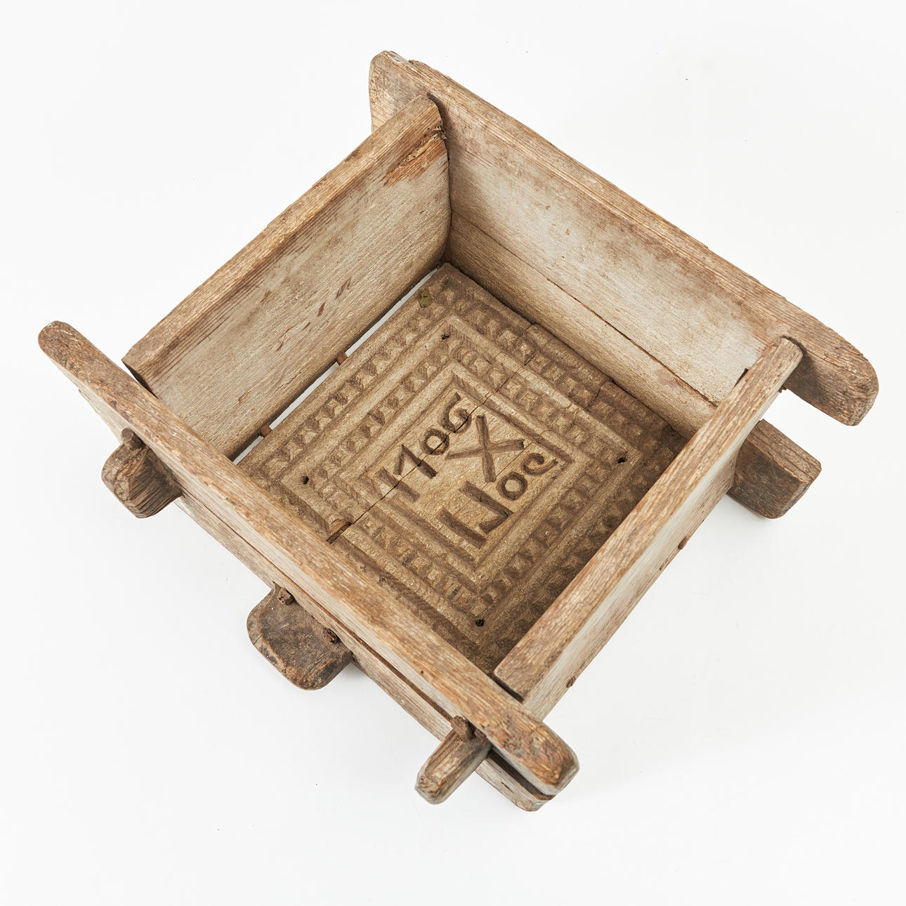 CHEESE FORM, dated 1706, Square with cut decoration.