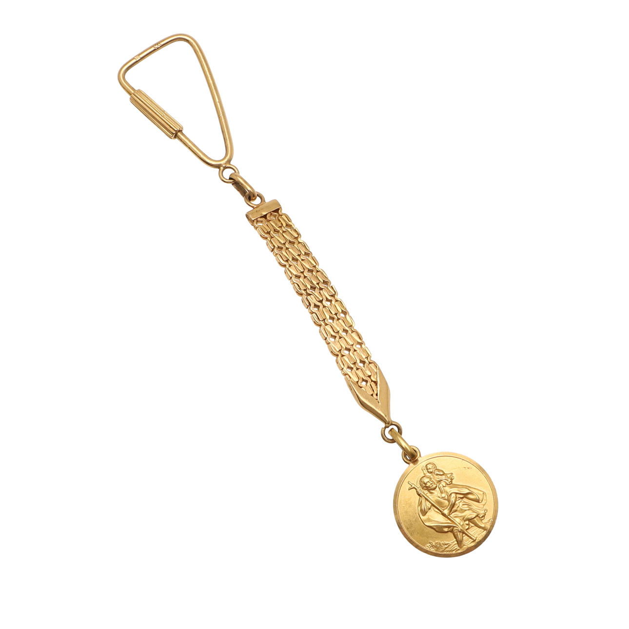 EN 18KT GULD ST CHRISTOPHER NØGLERING.