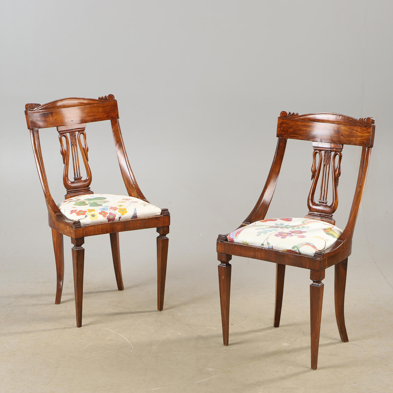 CHAIRS, 1 pair, mahogany, empire style.