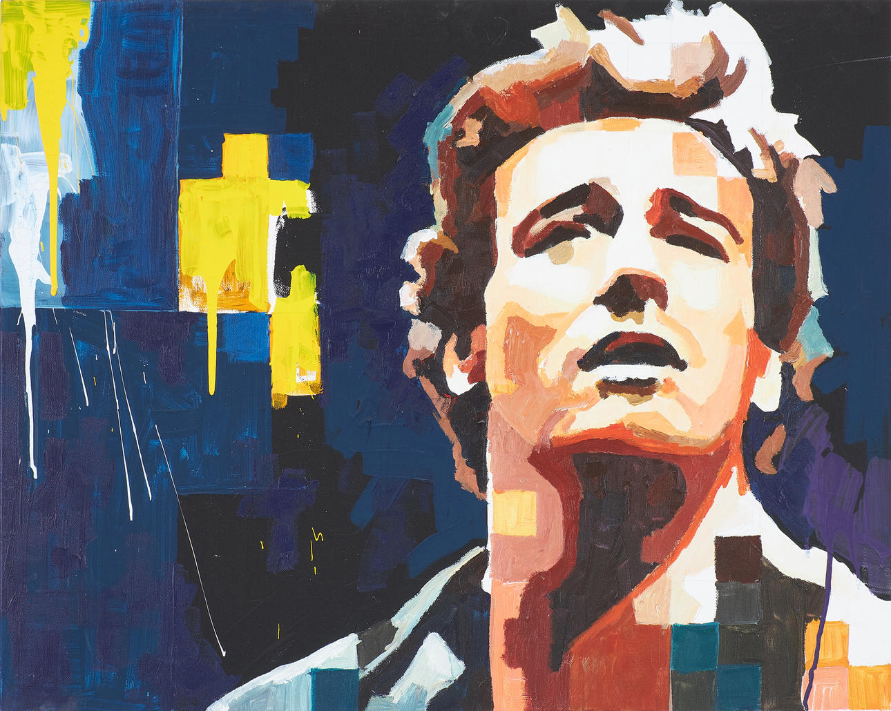 CATRINE NÄSMARK. Bruce Springsteen Ullevi, oil on canvas, signed outer edge tensioning frame Näsmark.