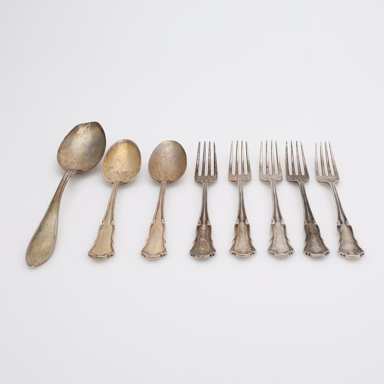 CUTLERY, 8 PIECES, SILVER, TOTAL WEIGHT Approx. 379g.
