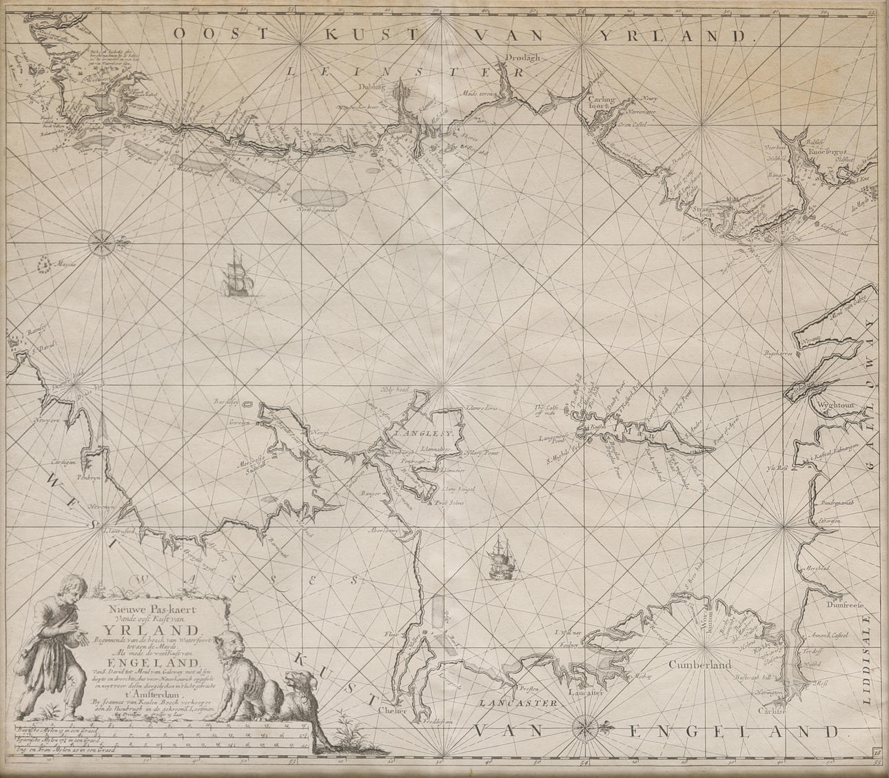 JOHANNES VAN KEULEN. MAP, “Nieuwe Pas Kaert Yrland Engeland”. Amsterdam ...