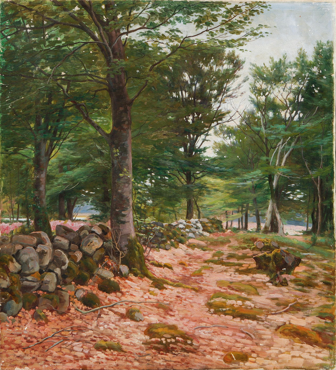 OKÄND KONSTNÄR. Beech forest, oil on canvas, unsigned.
