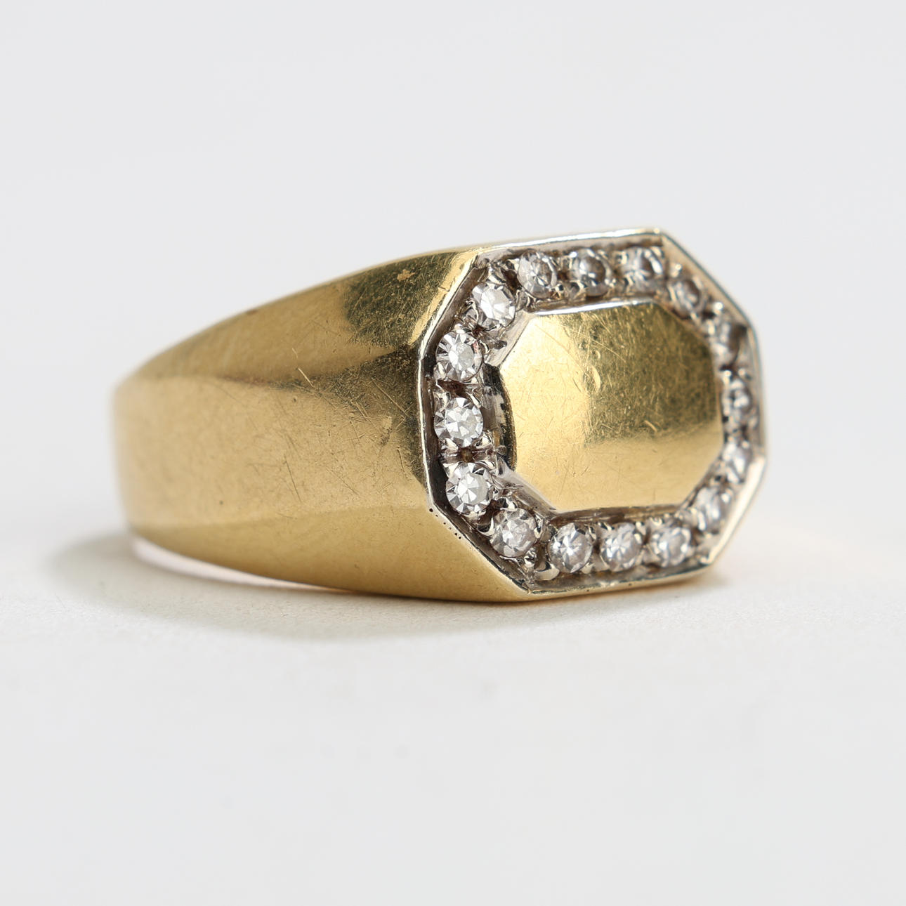 RING, 18K gold, diamonds approx 0,016 ct, import stamp.