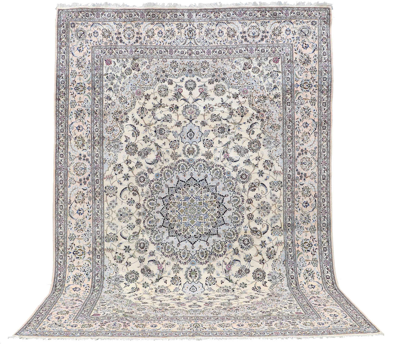 MATTA, persisk, Nain med silkesinslag, 6 la, 410 x 290 cm.