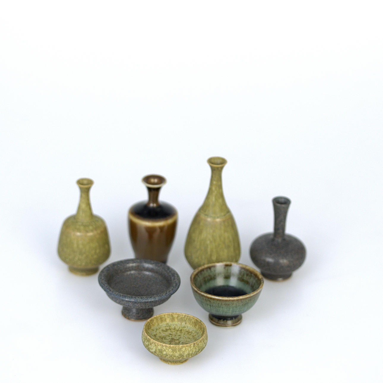 MINIATURES, 7 pcs. glazed stoneware, signed, Höganäs.