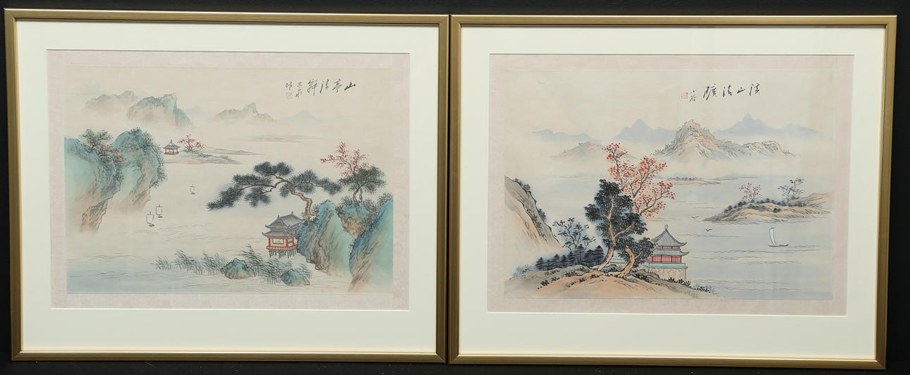 OIDENTIFIERAD KONSTNÄR. 2 mixed techniques, East Indian.