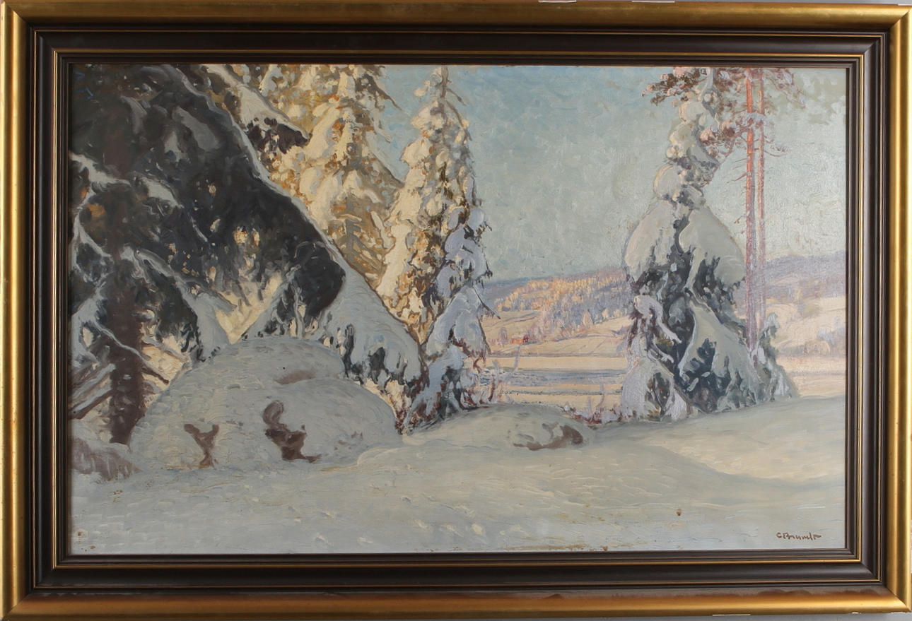 CARL BRANDT. Vintermotiv, olja på duk, signerad.