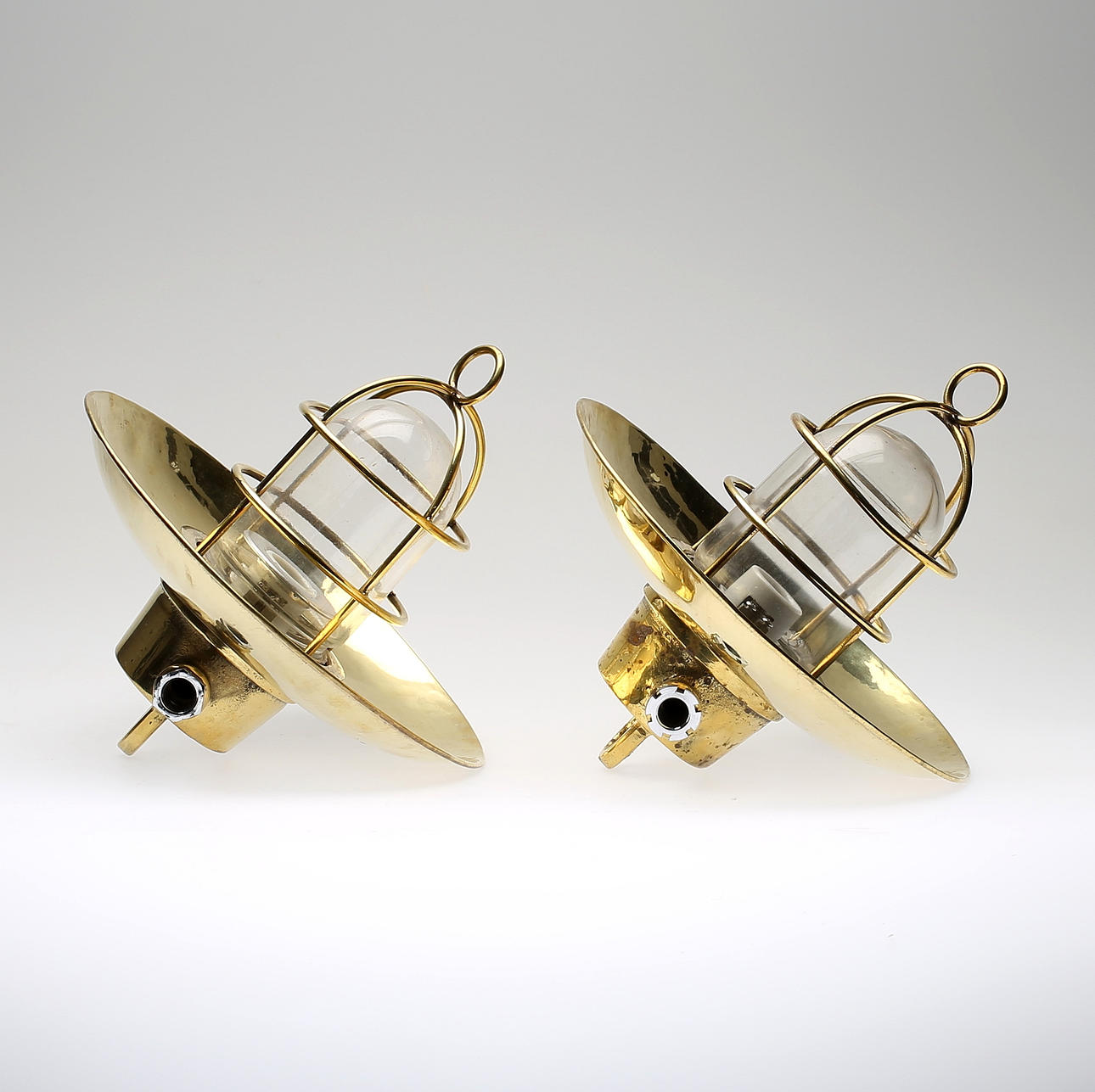 FARTYGSBELYSNING, tak, ett par, mässing.