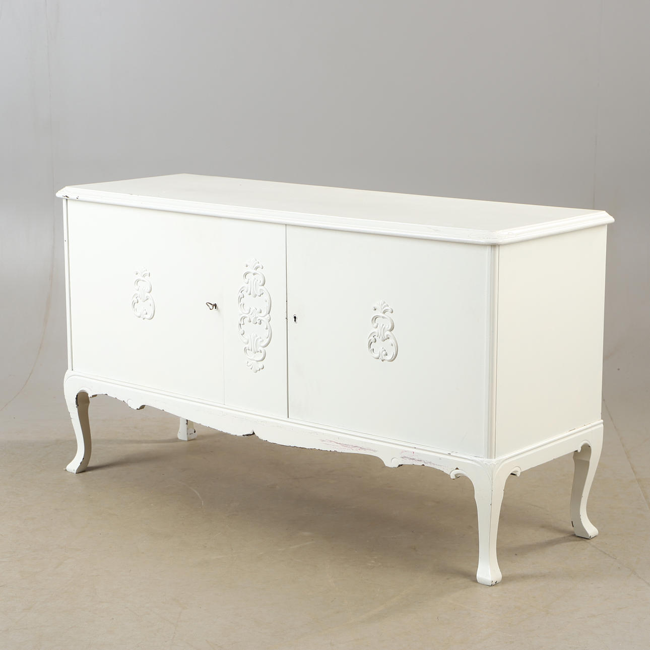 SIDEBOARD, white painted, rococo style.