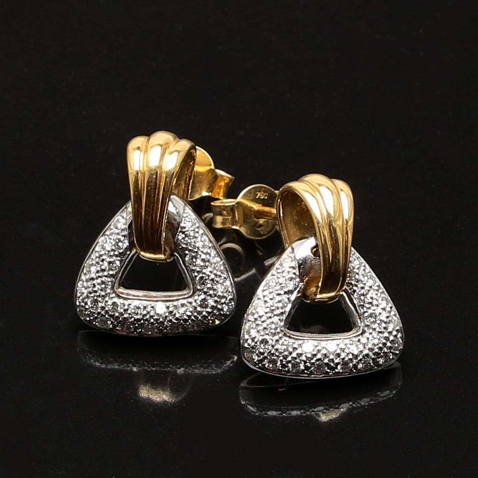 ÖRHÄNGEN i 18 K tvåfärgat guld med diamanter 0,43 ct w/si.
