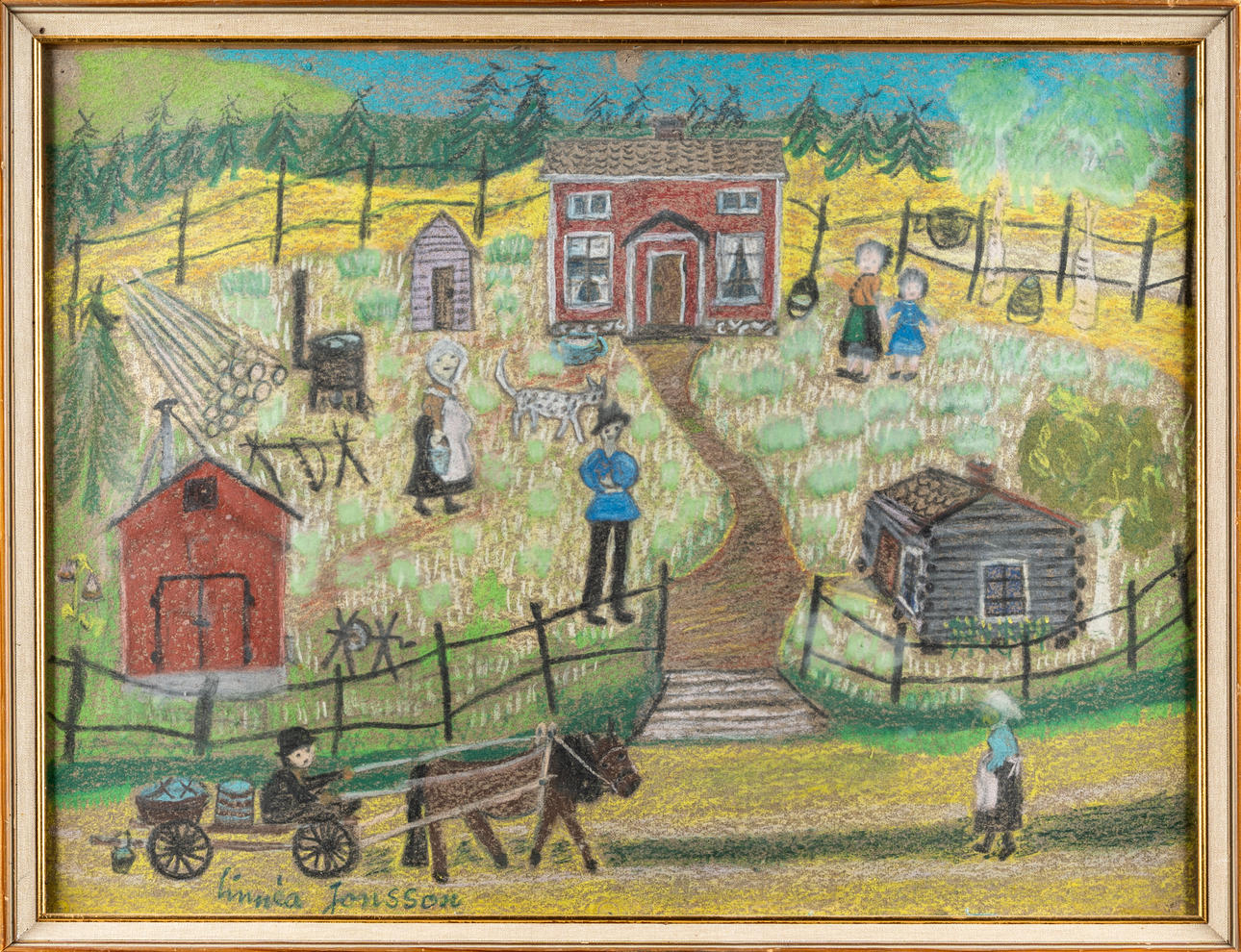 LINNEA JONSSON. Pastel on paper, Signed Linnea Jonsson.