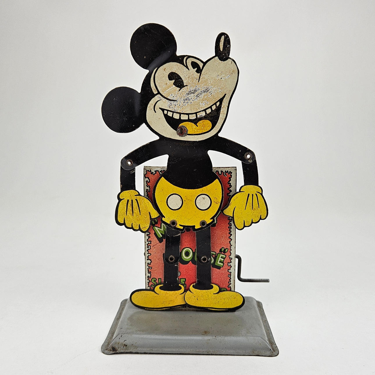A toy, lithographed sheet, Mickey Mouse Slate Dancer, Germany, approx. 1930s.