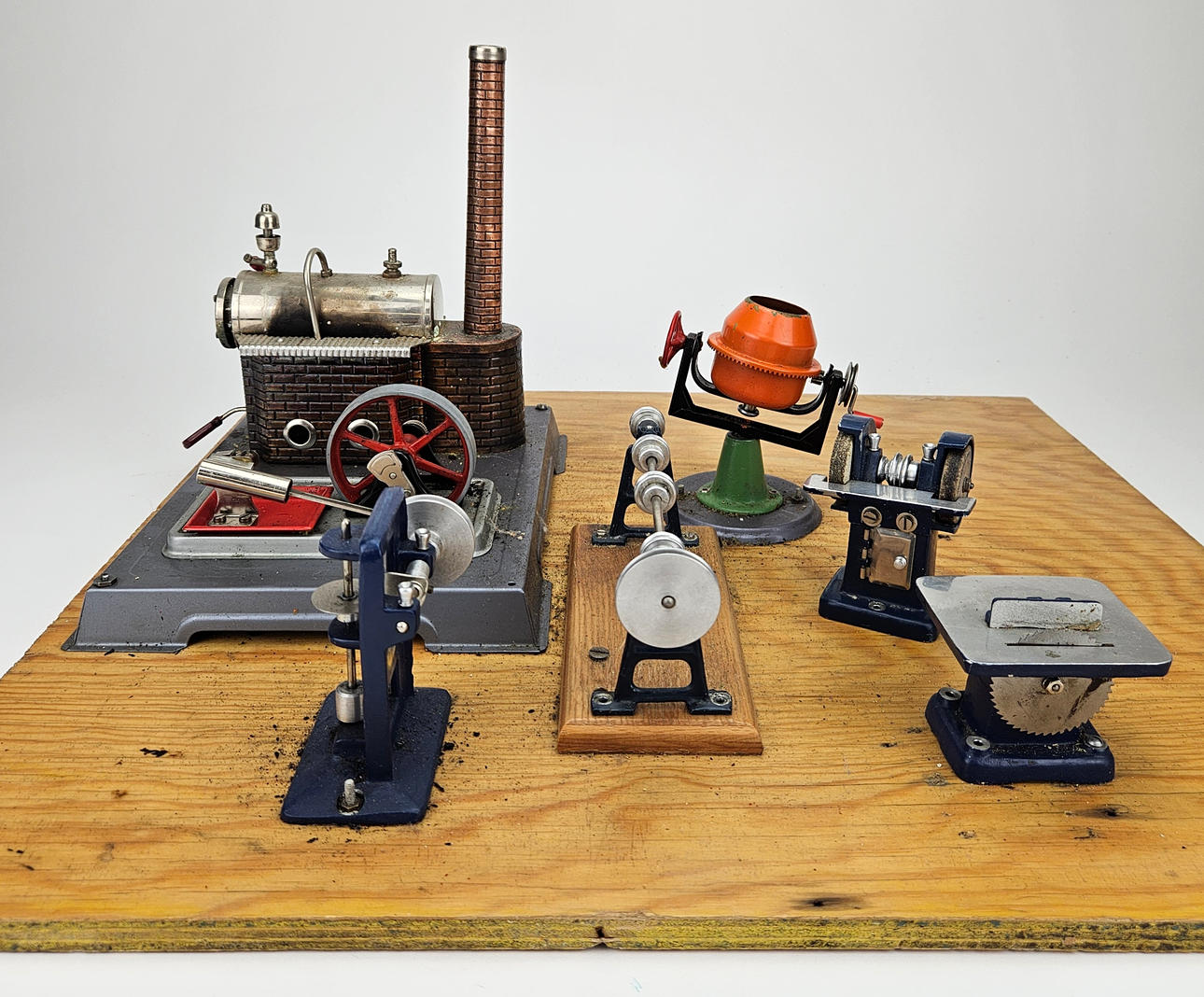 A steam engine with accessories, 20th century.