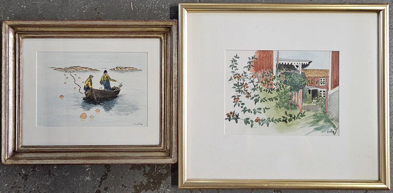ERLING JOHANSSON. Two watercolours, signed.